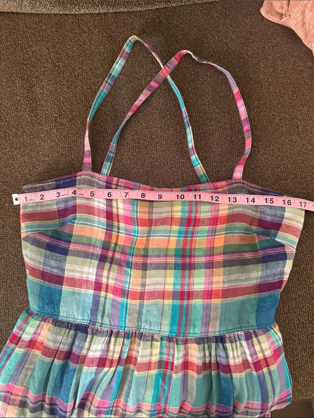Ralph Lauren Plaid Linen Midi Dress - SIZE 2 - Picture 14 of 15